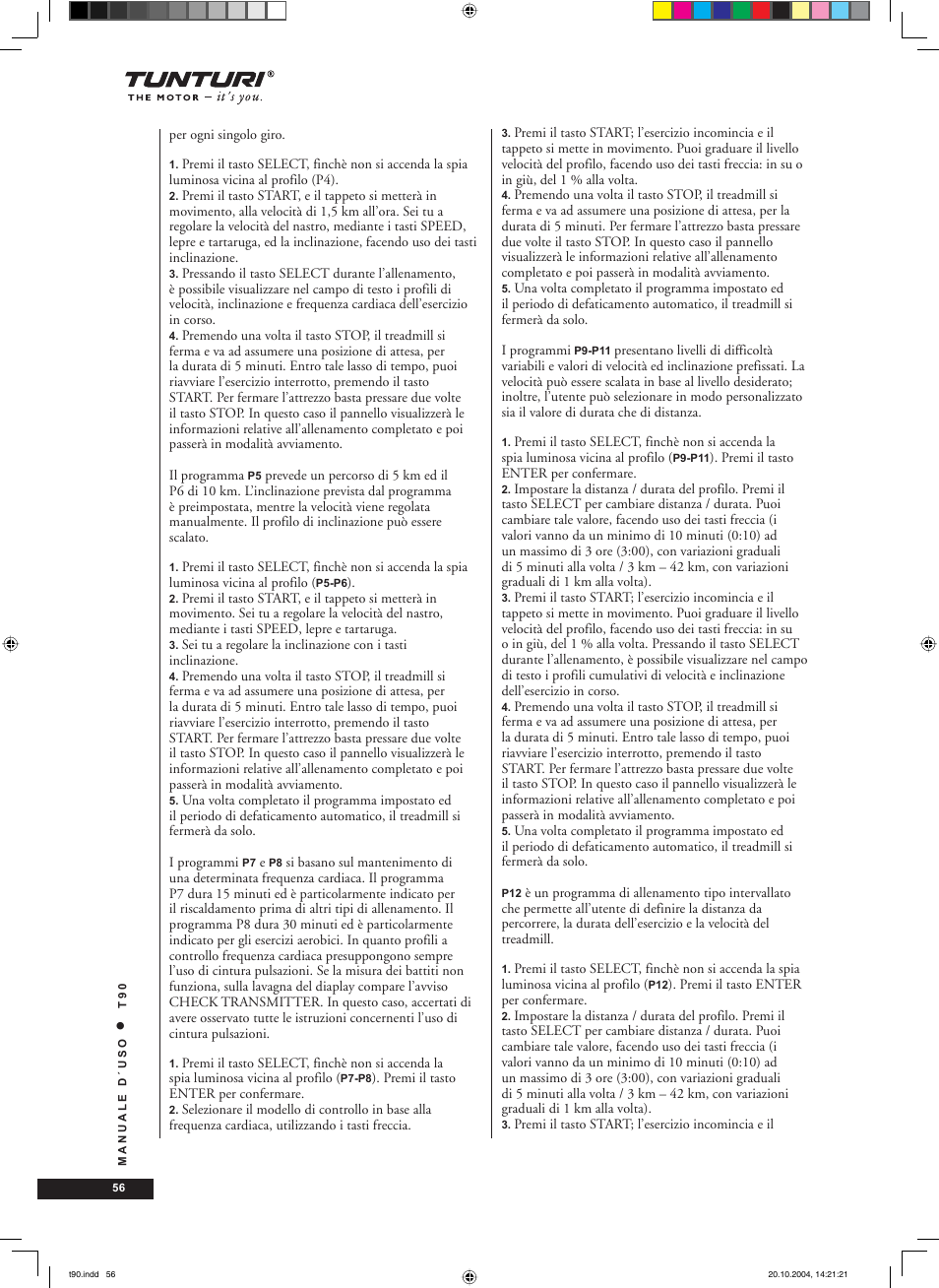 Tunturi T90 User Manual | Page 56 / 98