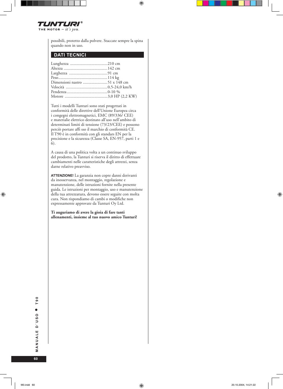 Tunturi T90 User Manual | Page 60 / 98