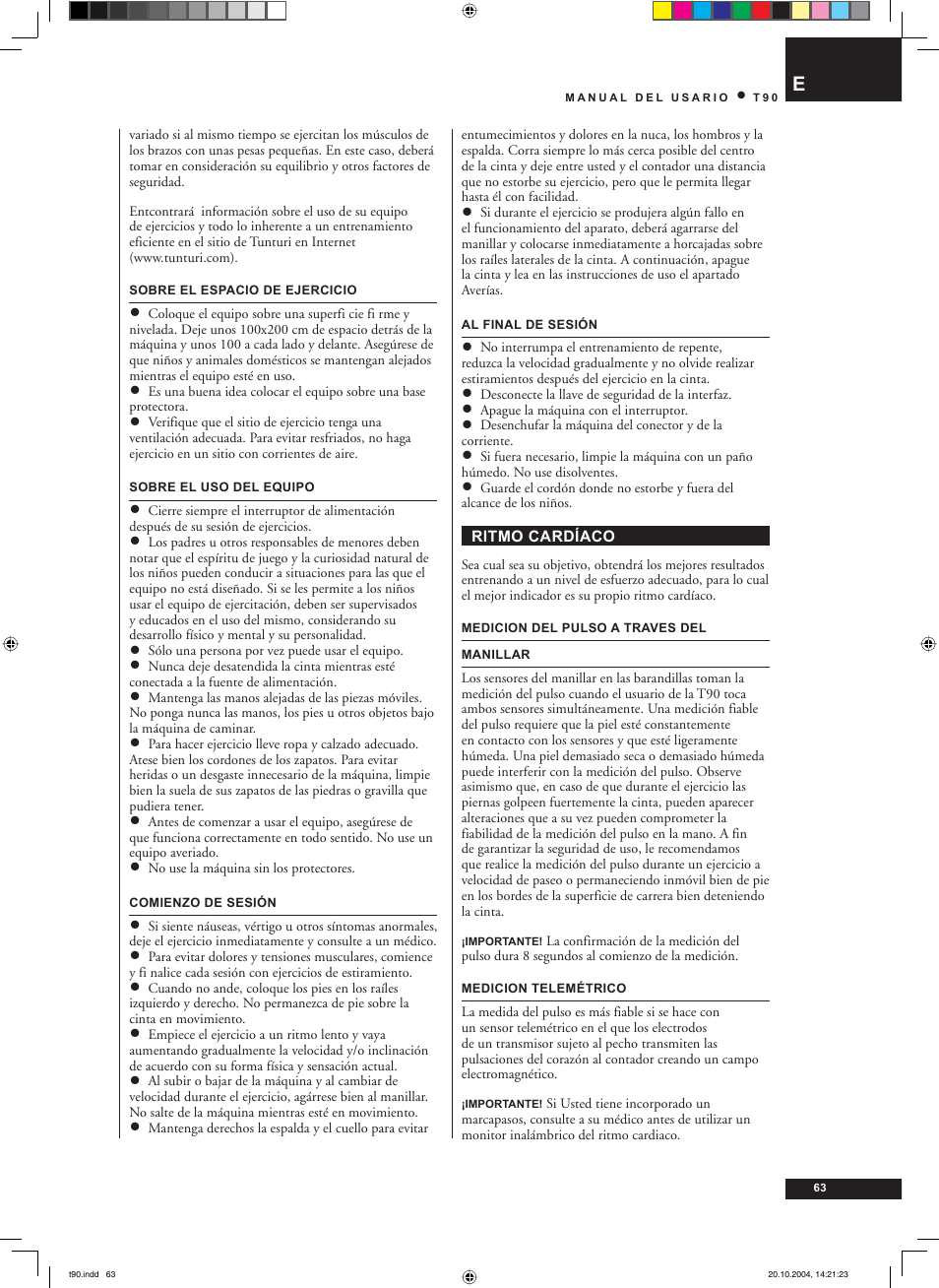 Tunturi T90 User Manual | Page 63 / 98