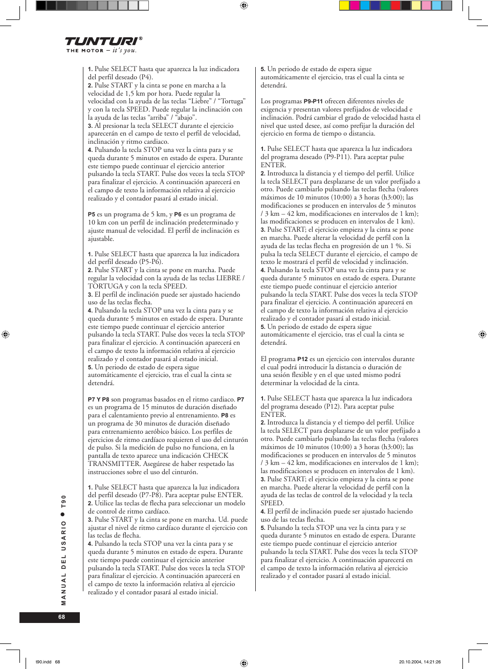 Tunturi T90 User Manual | Page 68 / 98