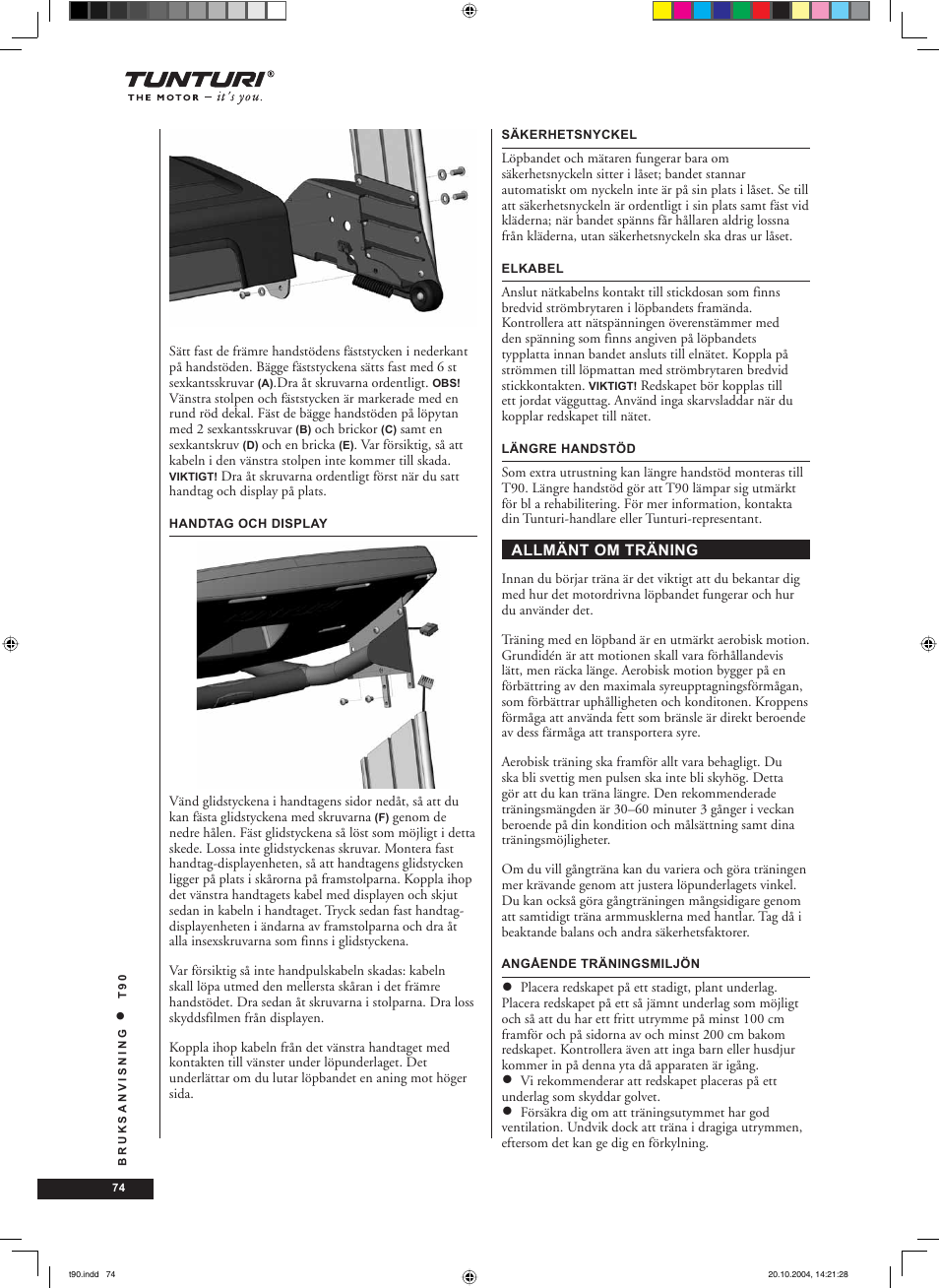 Tunturi T90 User Manual | Page 74 / 98