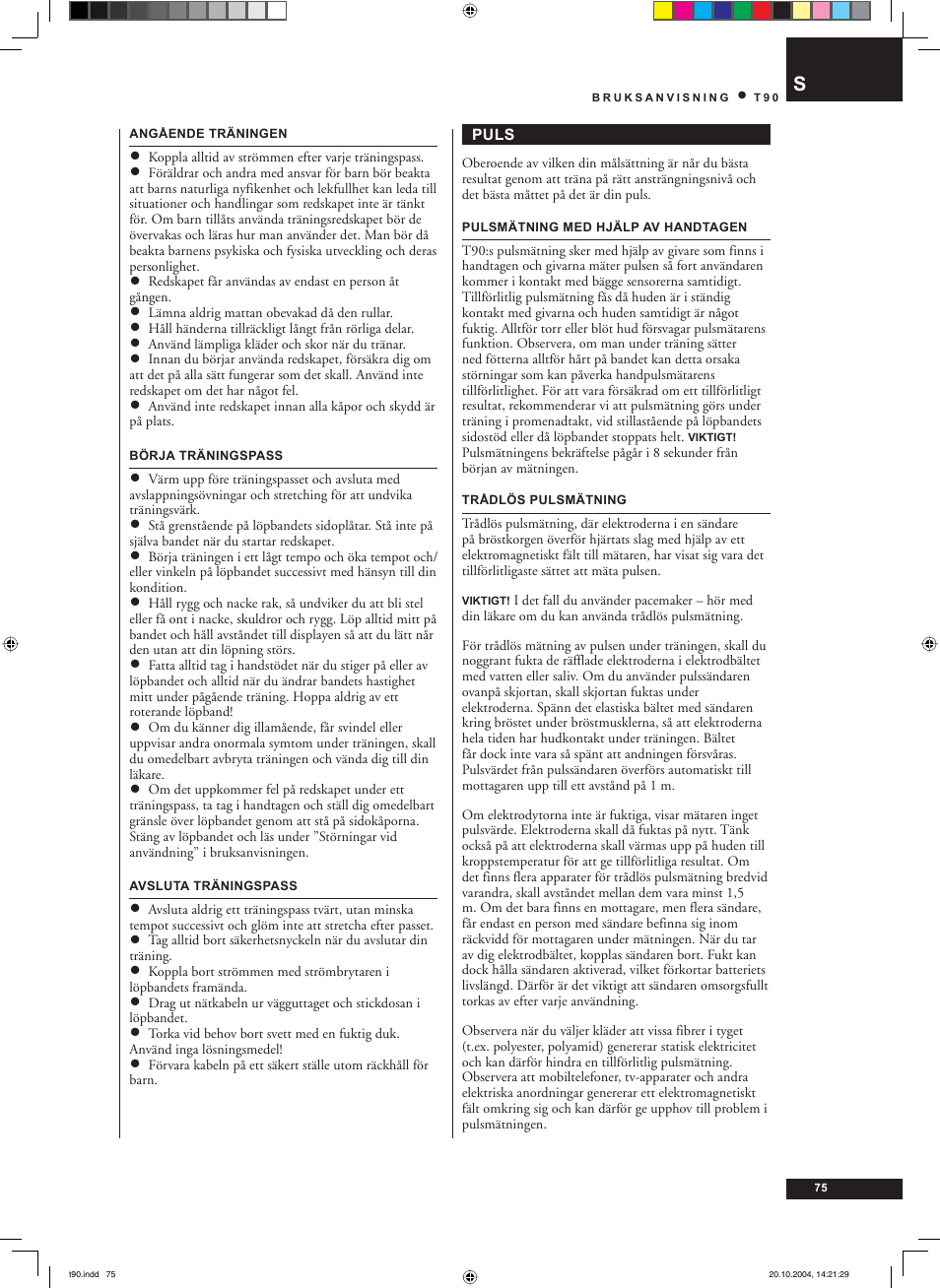 Tunturi T90 User Manual | Page 75 / 98