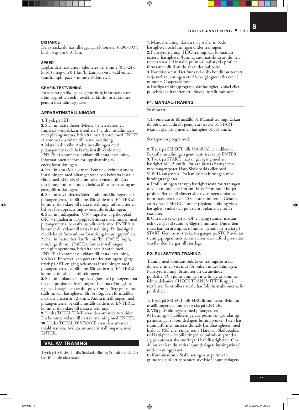 Tunturi T90 User Manual | Page 77 / 98