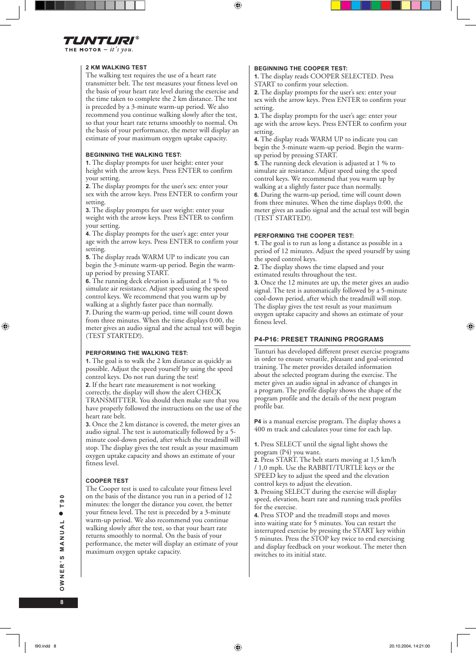 Tunturi T90 User Manual | Page 8 / 98