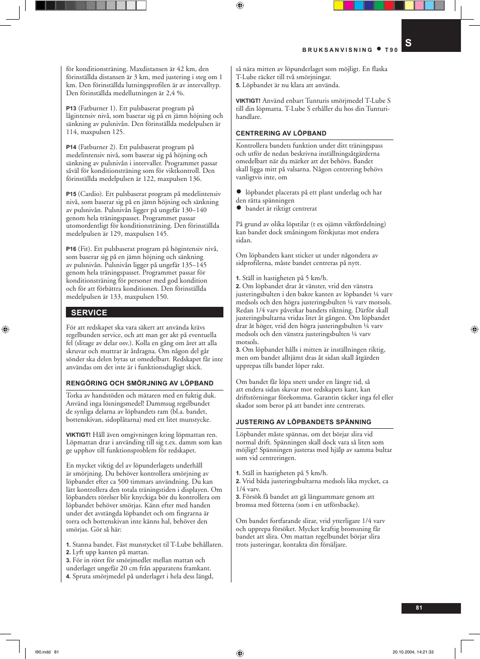 Tunturi T90 User Manual | Page 81 / 98