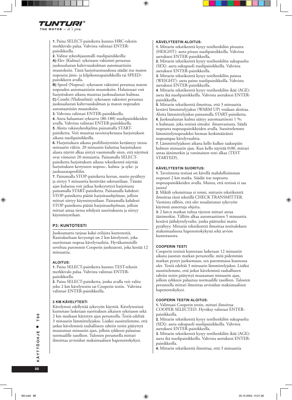 Tunturi T90 User Manual | Page 88 / 98