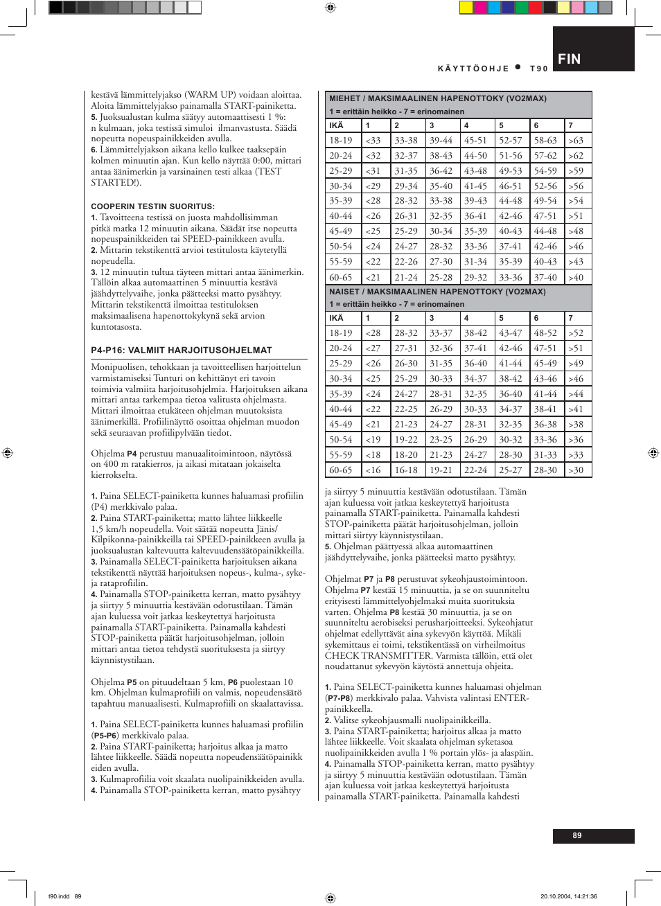 Tunturi T90 User Manual | Page 89 / 98