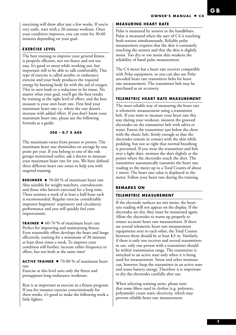 Tunturi C4 User Manual | Page 5 / 12