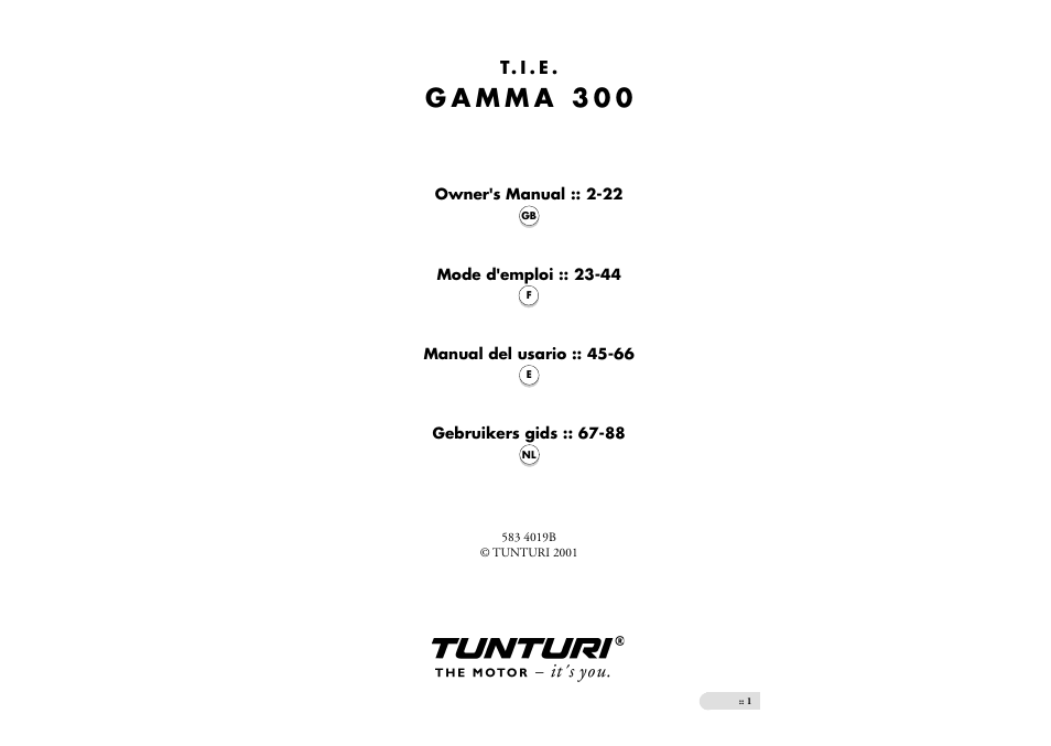 Tunturi Gamma 300 User Manual | 13 pages