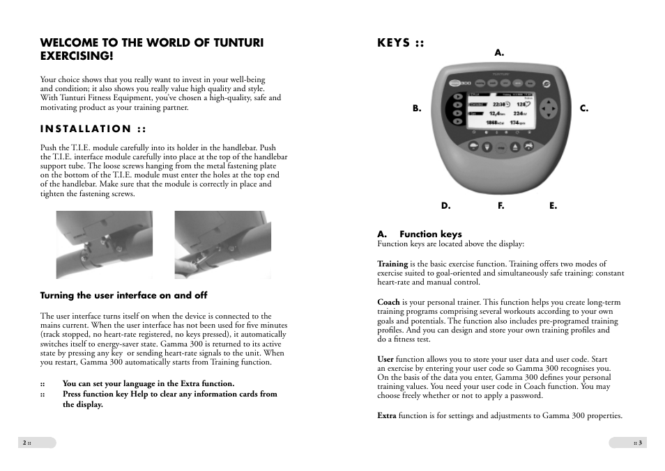 Tunturi Gamma 300 User Manual | Page 2 / 13