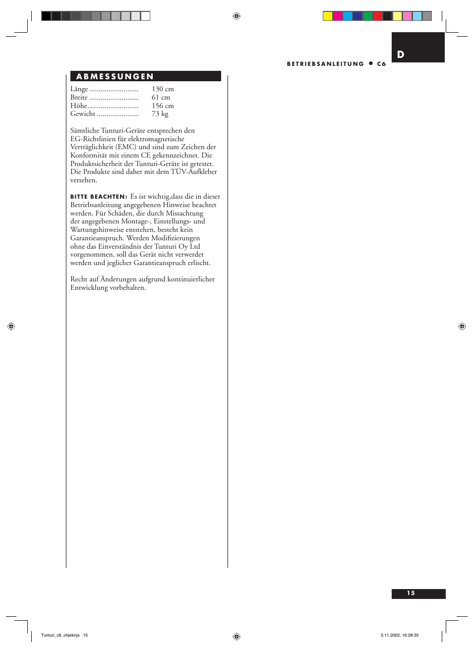 Tunturi C6 User Manual | Page 15 / 60