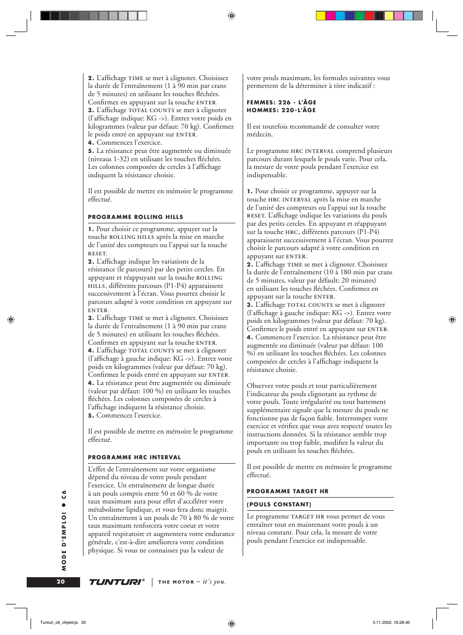 Tunturi C6 User Manual | Page 20 / 60