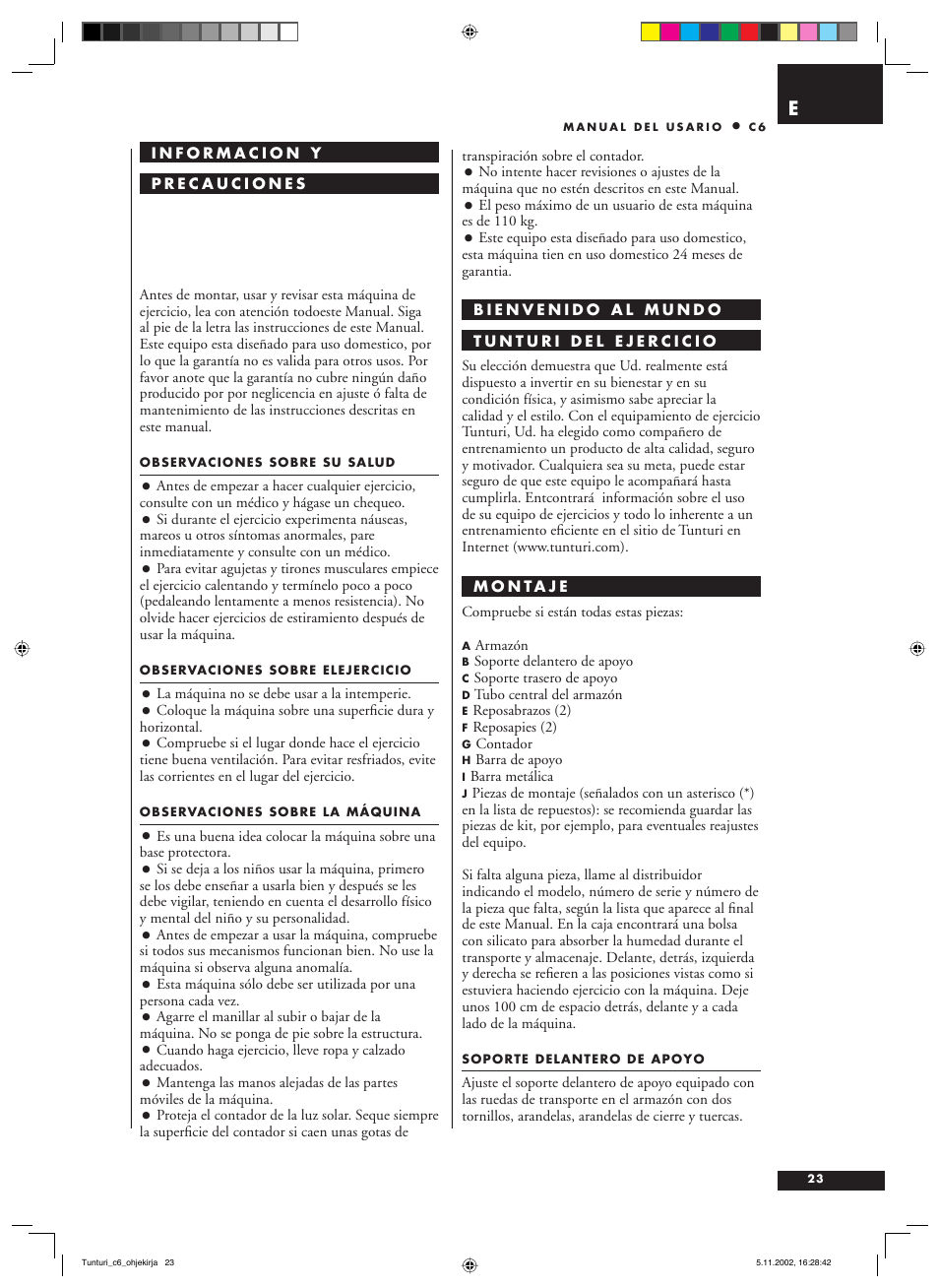 Tunturi C6 User Manual | Page 23 / 60