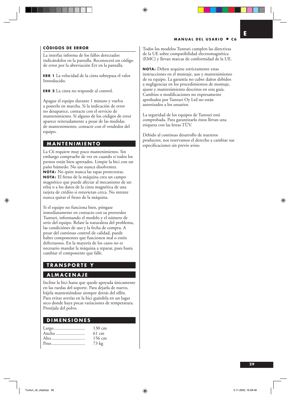 Tunturi C6 User Manual | Page 29 / 60