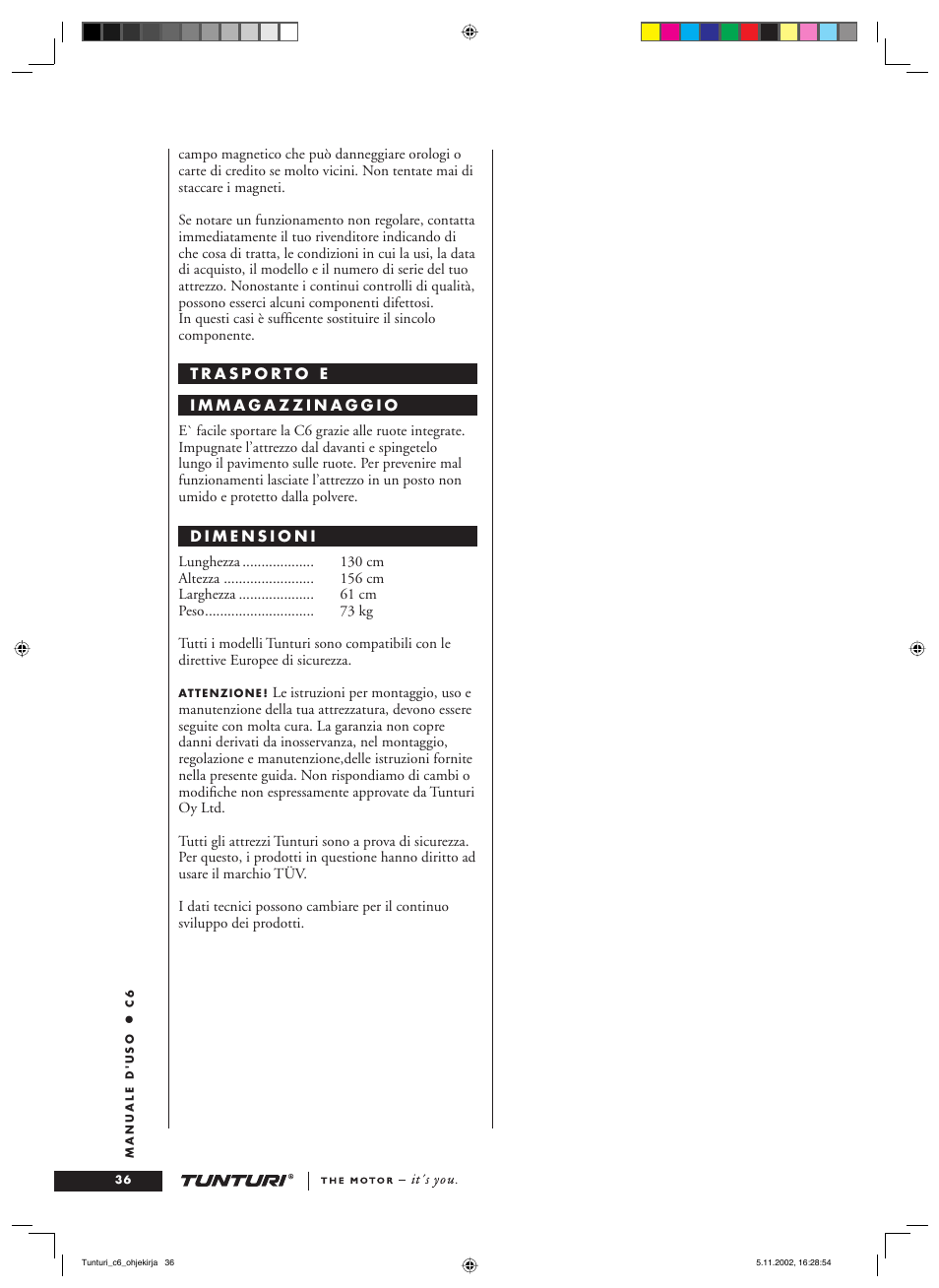 Tunturi C6 User Manual | Page 36 / 60