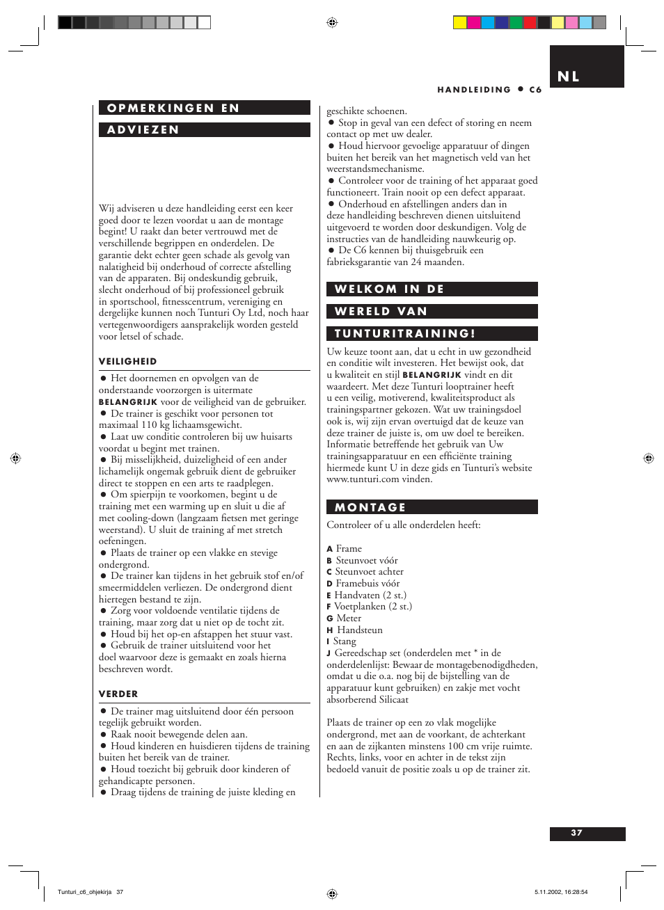 Tunturi C6 User Manual | Page 37 / 60