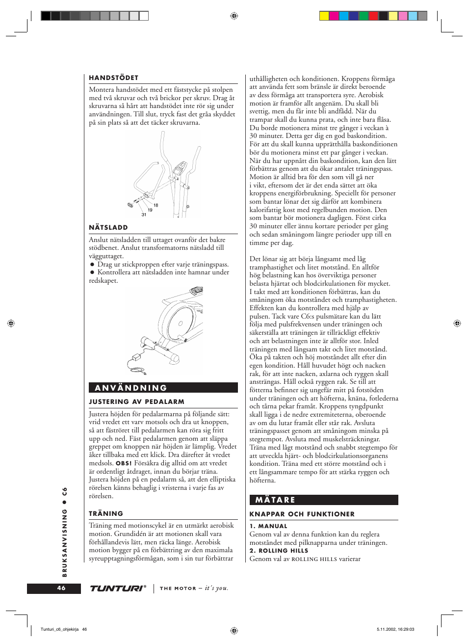 Tunturi C6 User Manual | Page 46 / 60