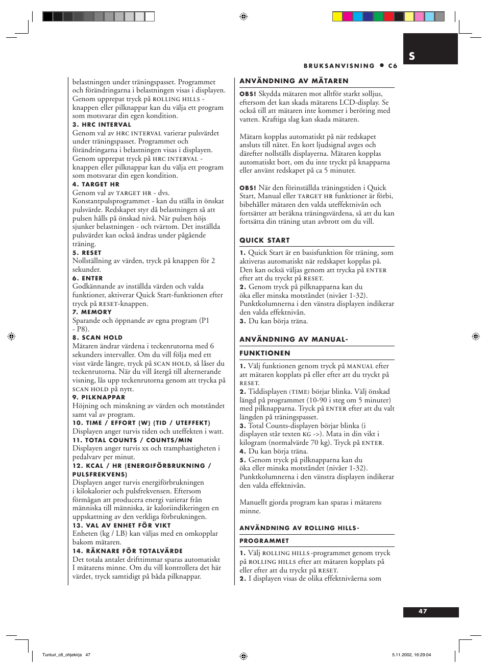 Tunturi C6 User Manual | Page 47 / 60