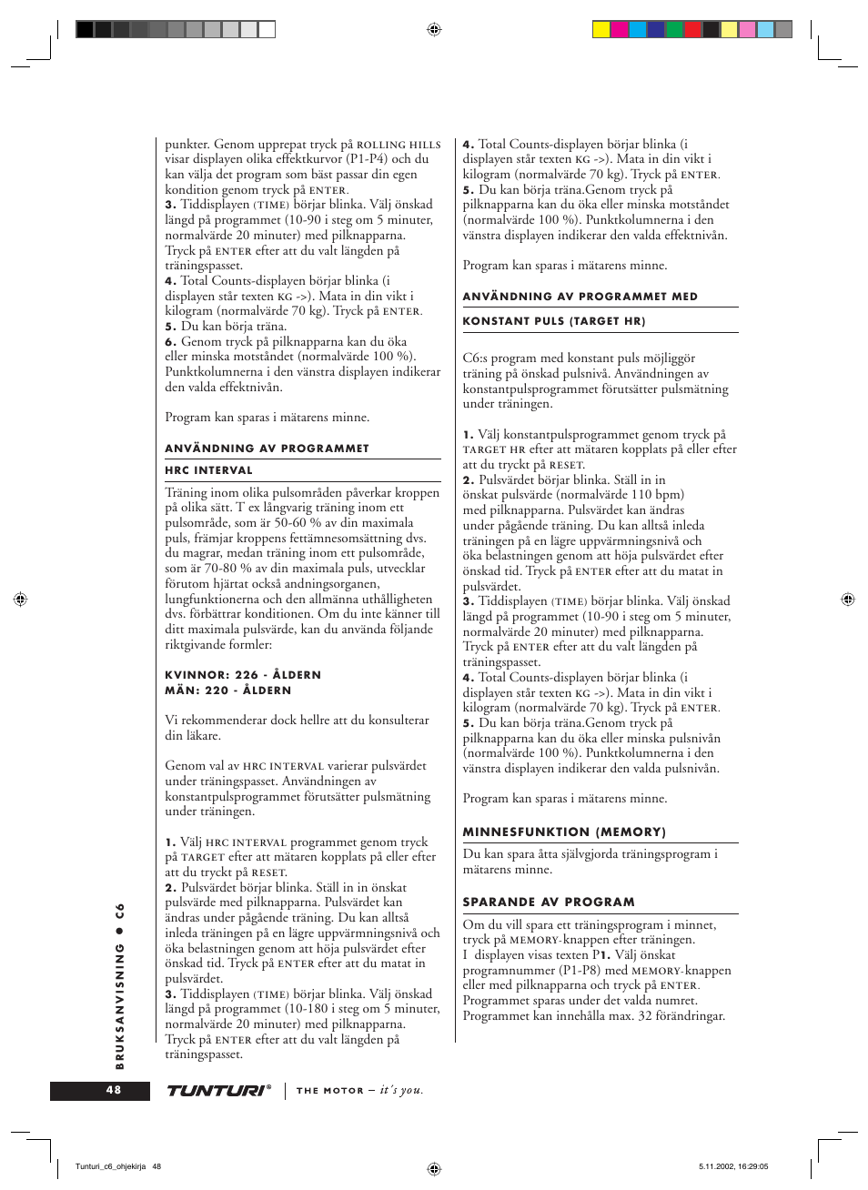 Tunturi C6 User Manual | Page 48 / 60
