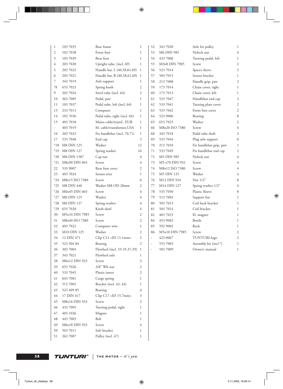 Tunturi C6 User Manual | Page 58 / 60