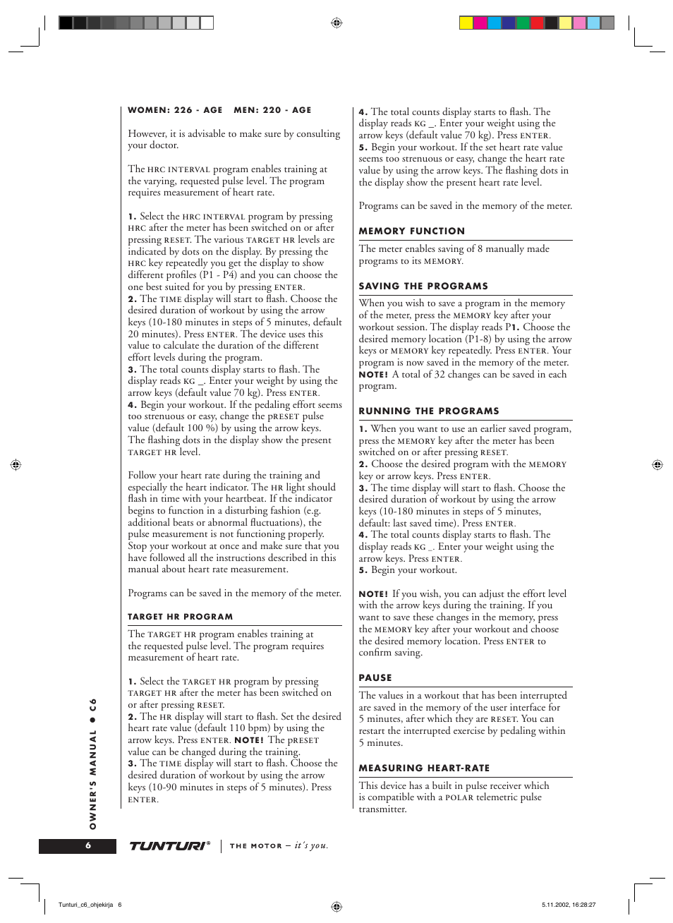 Tunturi C6 User Manual | Page 6 / 60