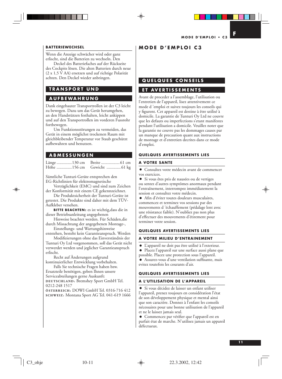 Tunturi C3 User Manual | Page 11 / 42