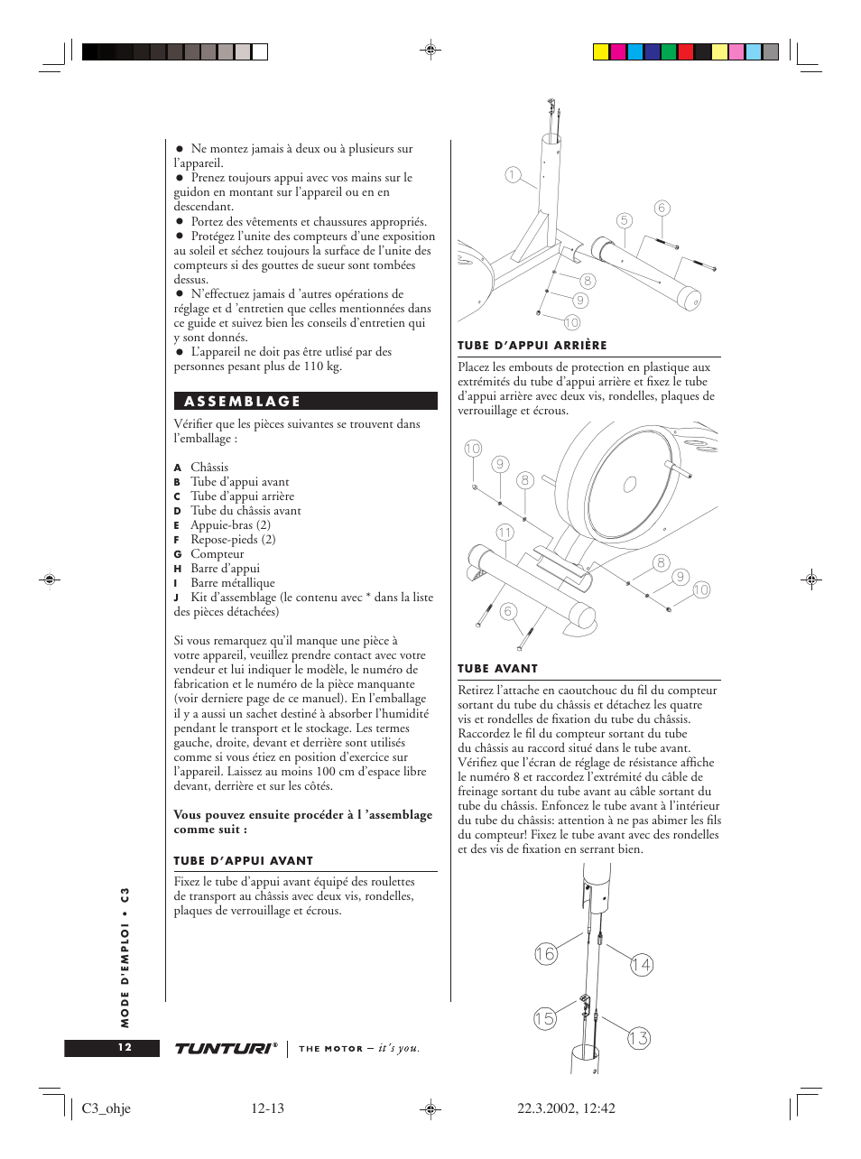 Tunturi C3 User Manual | Page 12 / 42