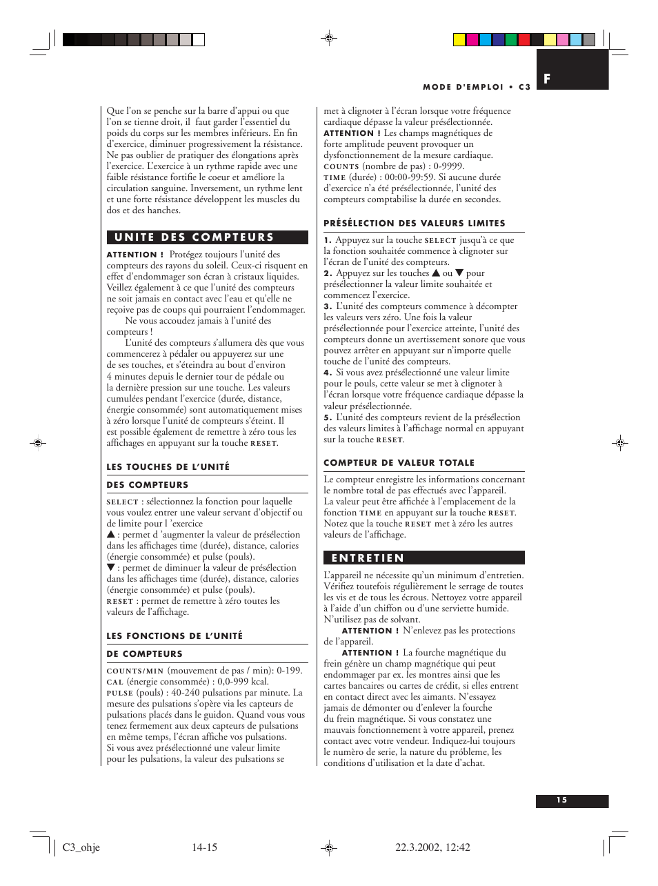 Tunturi C3 User Manual | Page 15 / 42