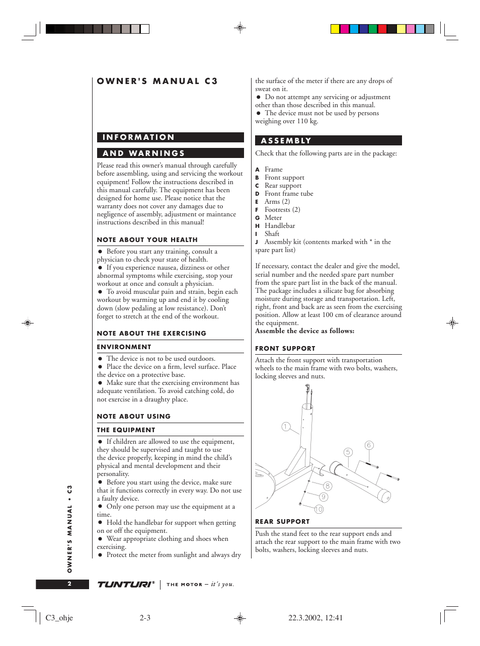 Tunturi C3 User Manual | Page 2 / 42