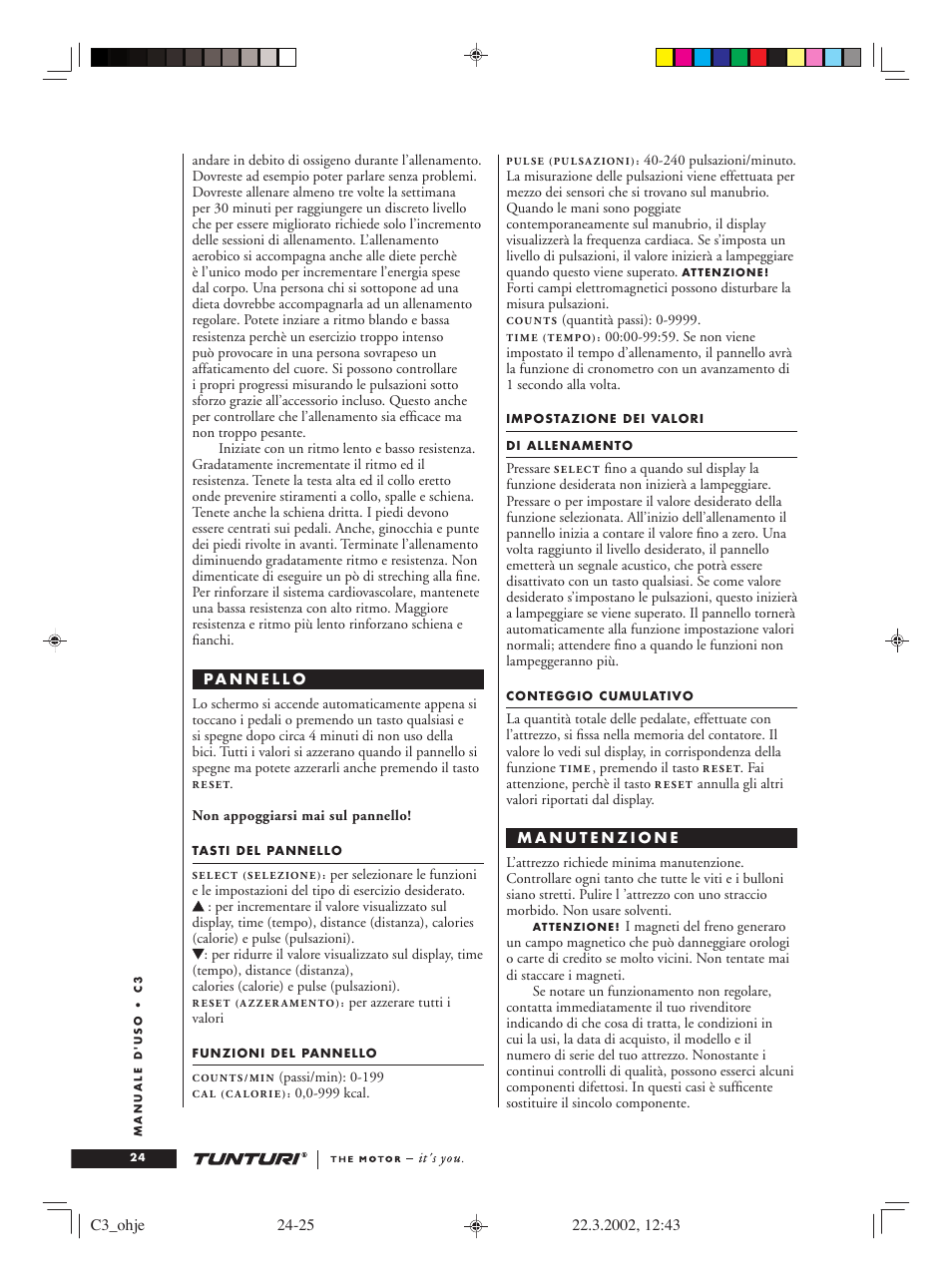 Tunturi C3 User Manual | Page 24 / 42