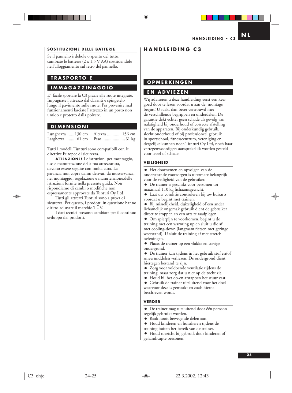 Tunturi C3 User Manual | Page 25 / 42