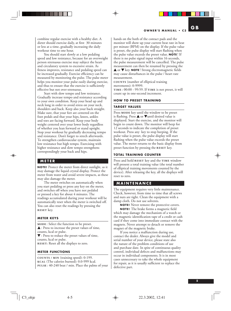 Tunturi C3 User Manual | Page 5 / 42