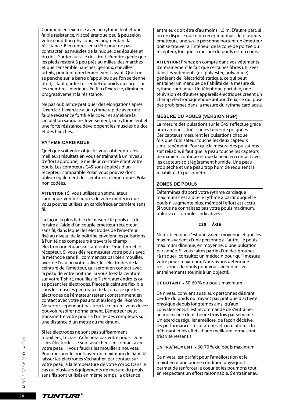 Tunturi C45 User Manual | Page 26 / 96