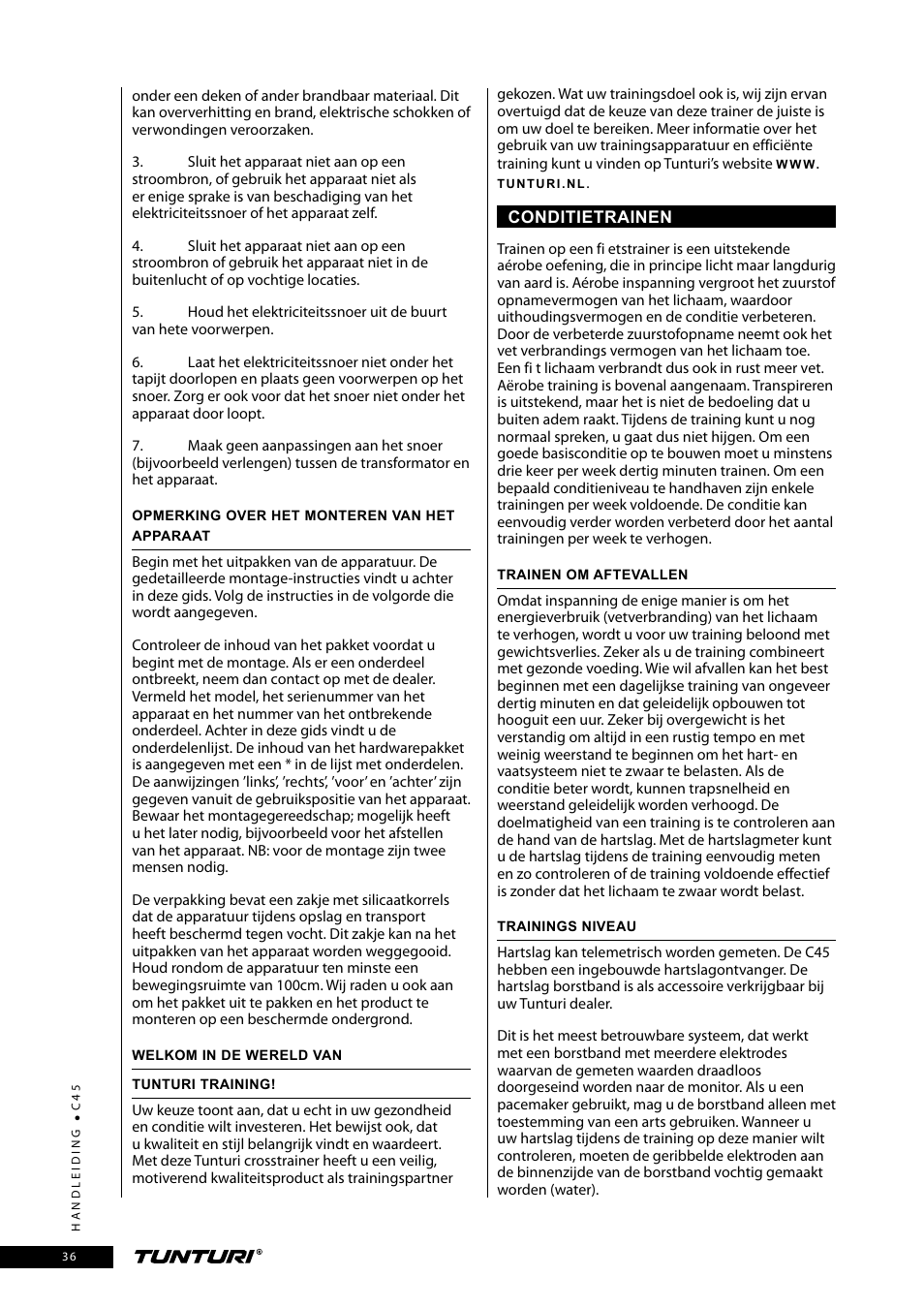 Tunturi C45 User Manual | Page 36 / 96