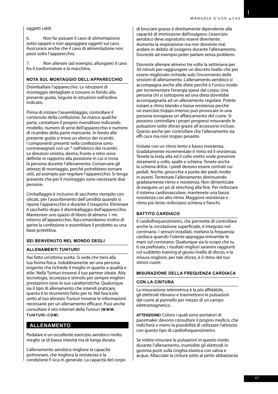 Tunturi C45 User Manual | Page 47 / 96