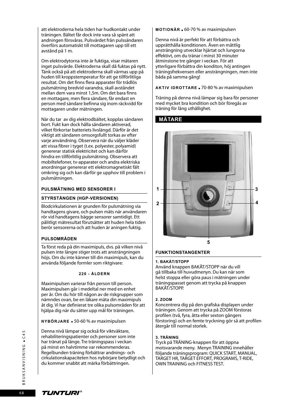 Tunturi C45 User Manual | Page 68 / 96