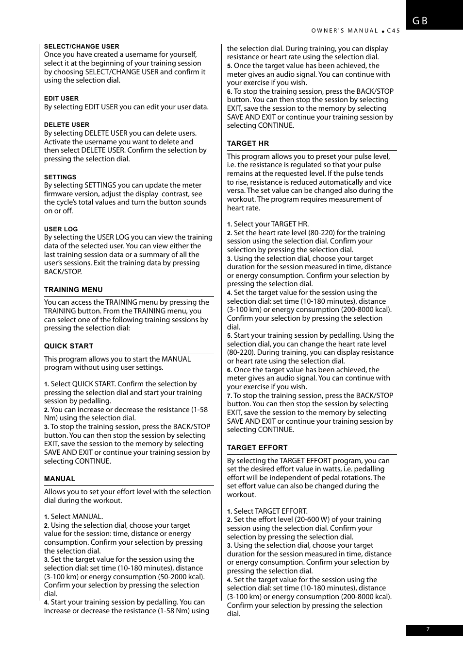 Tunturi C45 User Manual | Page 7 / 96