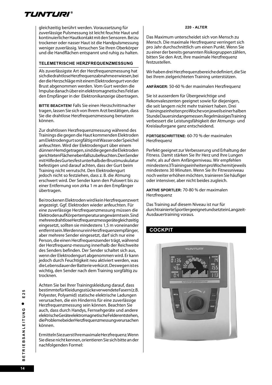 Tunturi E25 User Manual | Page 14 / 68