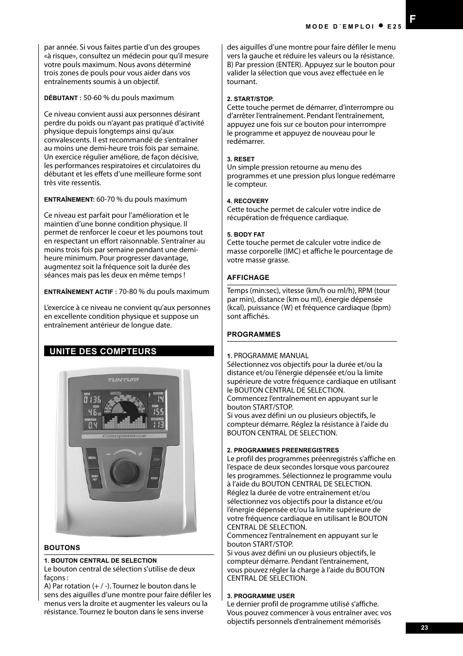 Tunturi E25 User Manual | Page 23 / 68