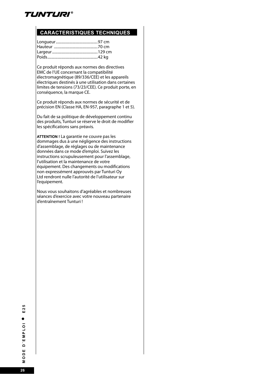 Tunturi E25 User Manual | Page 26 / 68