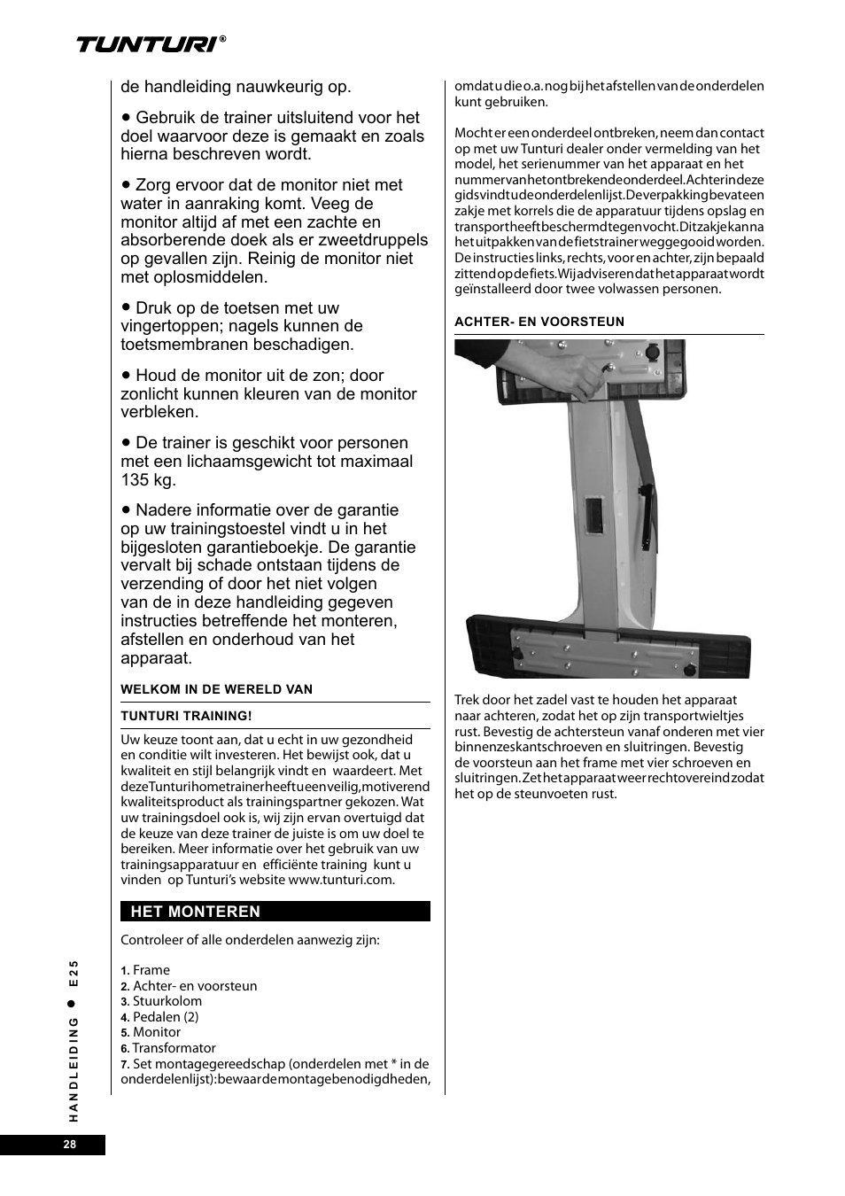 Tunturi E25 User Manual | Page 28 / 68