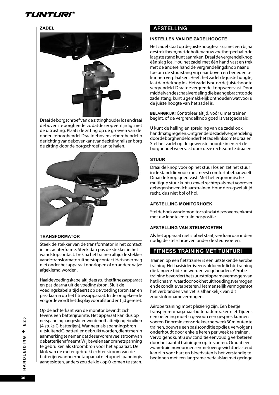 Tunturi E25 User Manual | Page 30 / 68