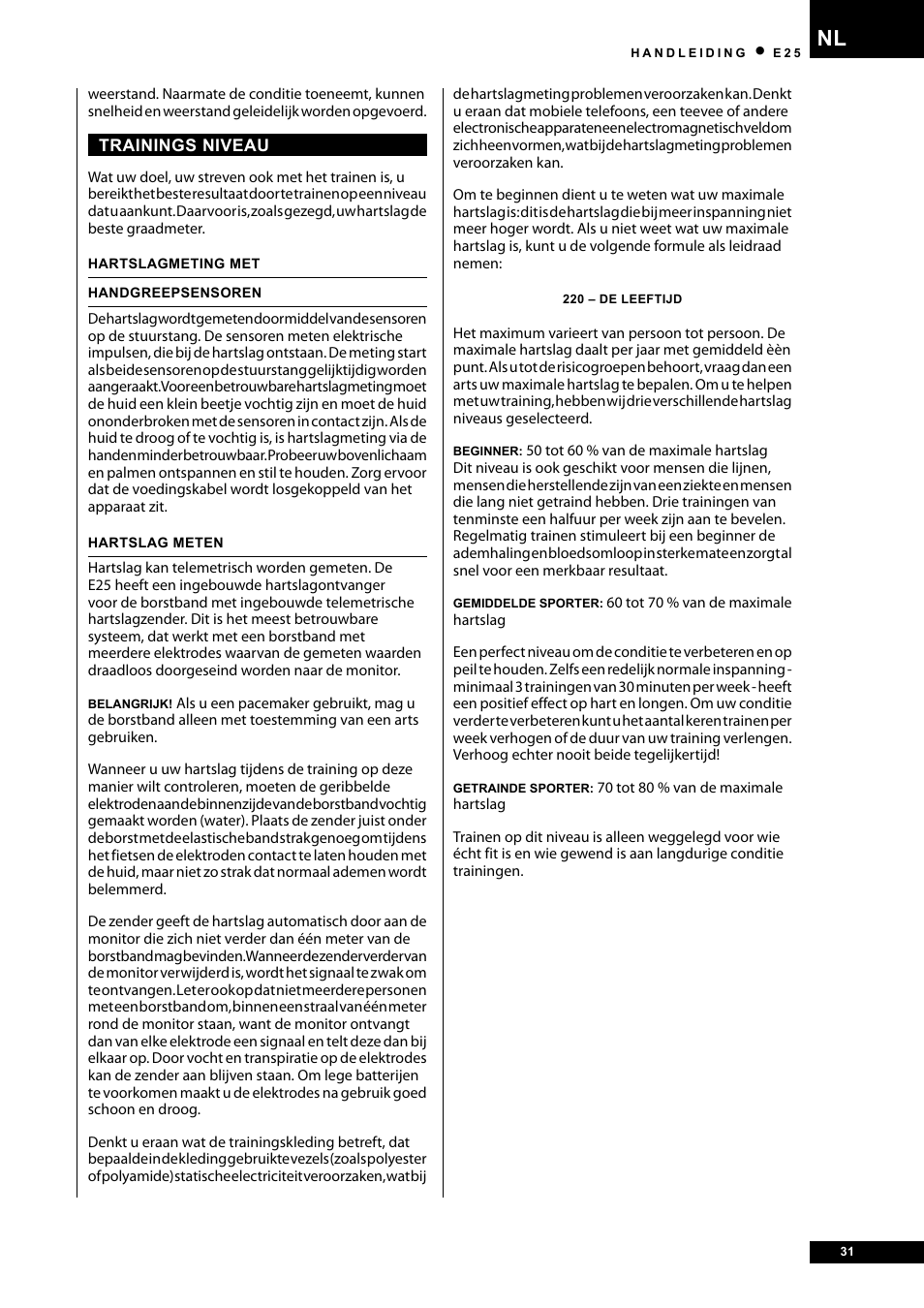 Tunturi E25 User Manual | Page 31 / 68