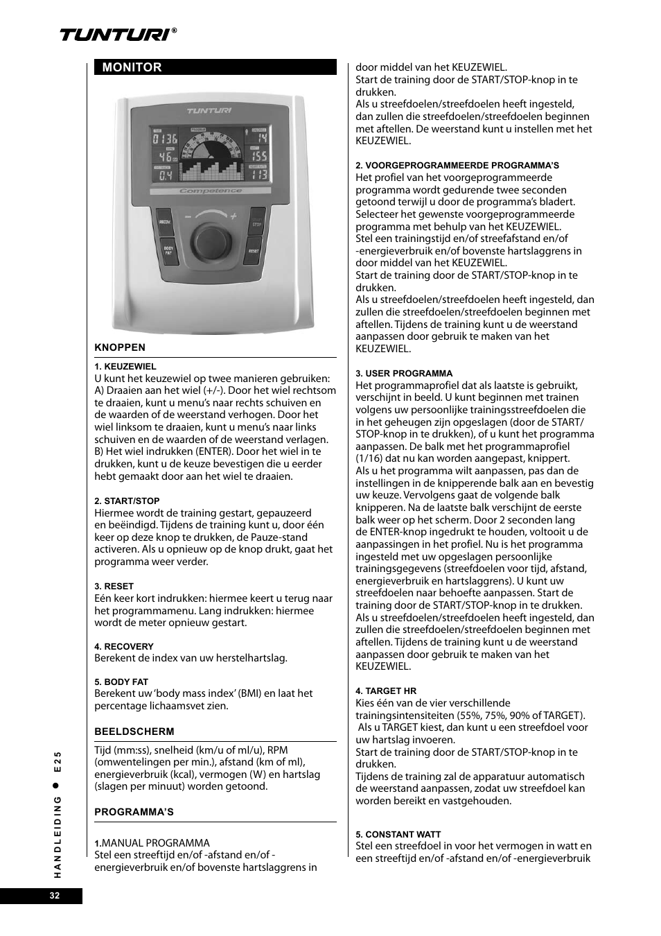 Tunturi E25 User Manual | Page 32 / 68