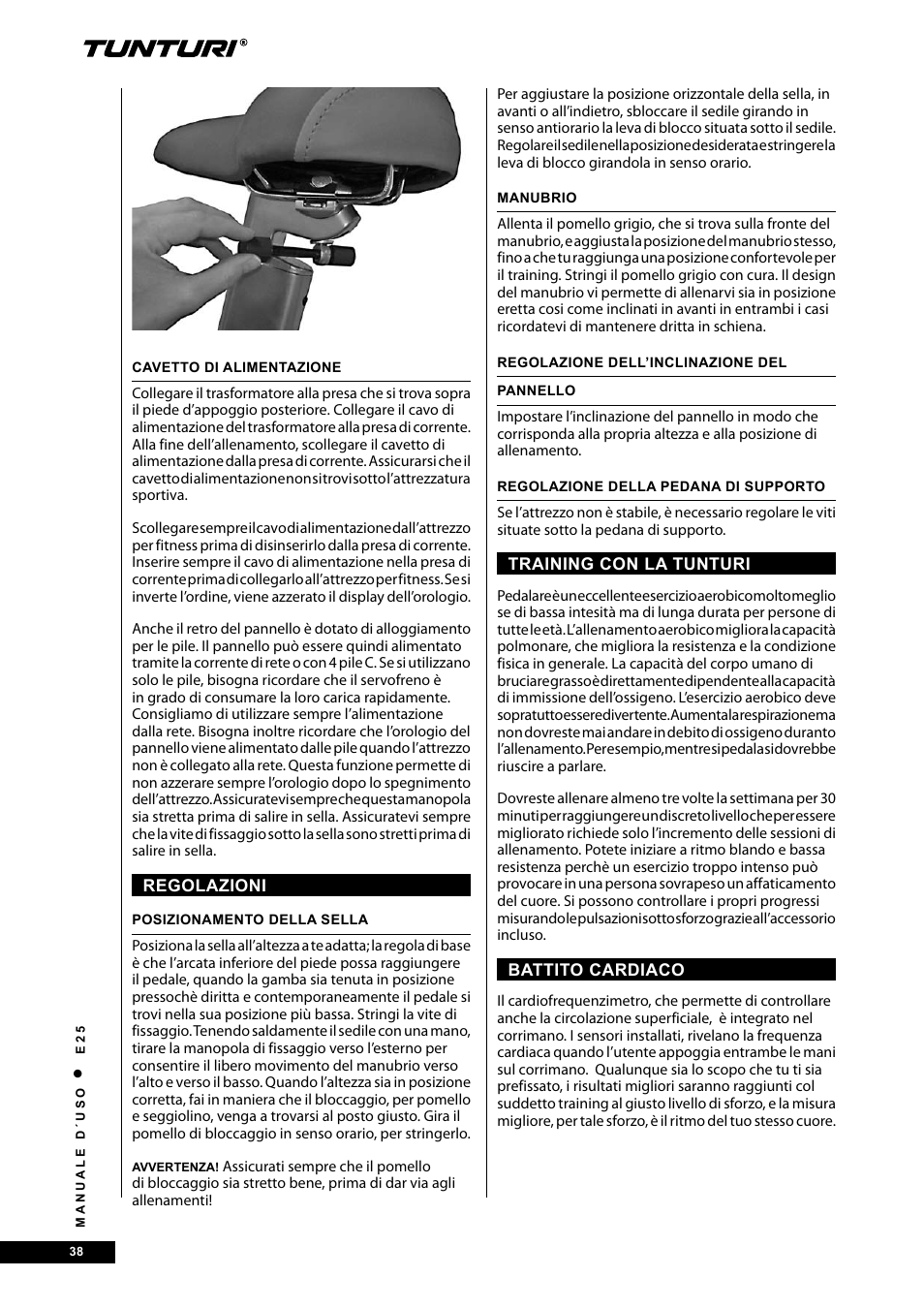 Tunturi E25 User Manual | Page 38 / 68