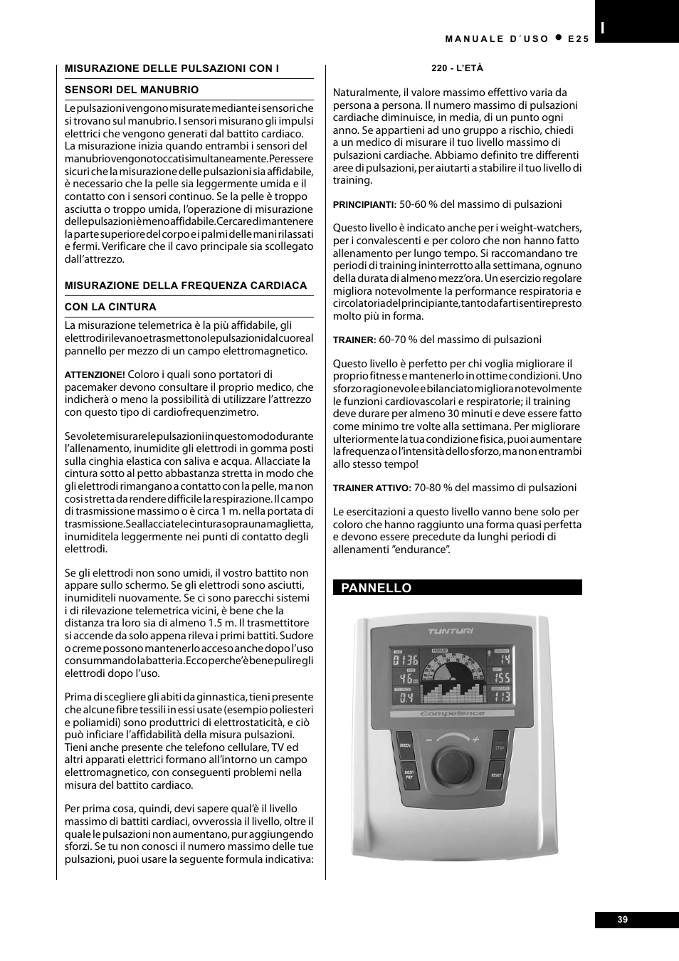 Tunturi E25 User Manual | Page 39 / 68