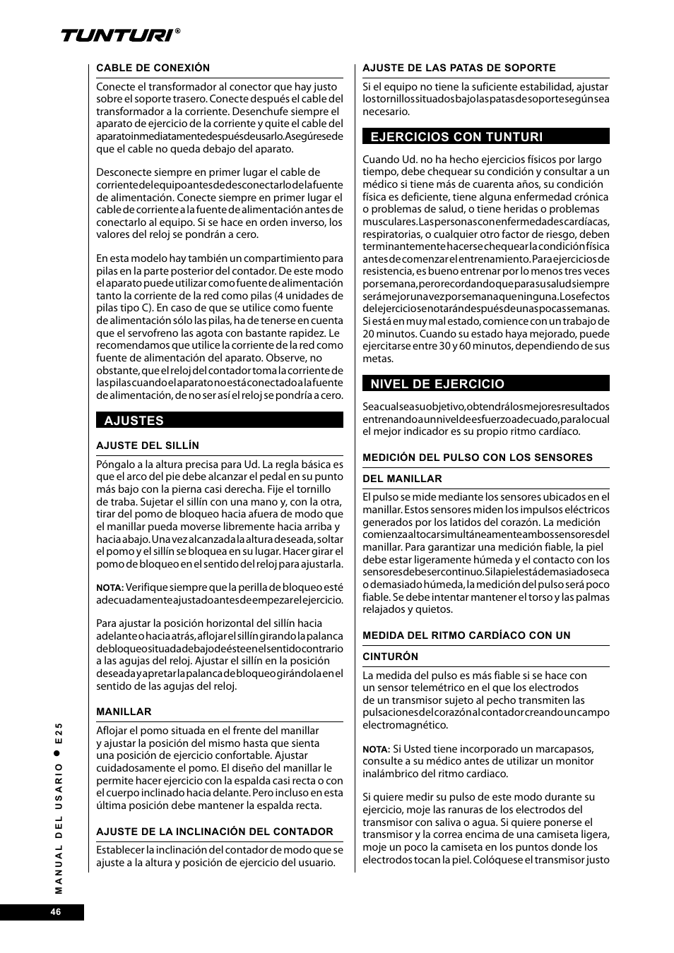 Tunturi E25 User Manual | Page 46 / 68