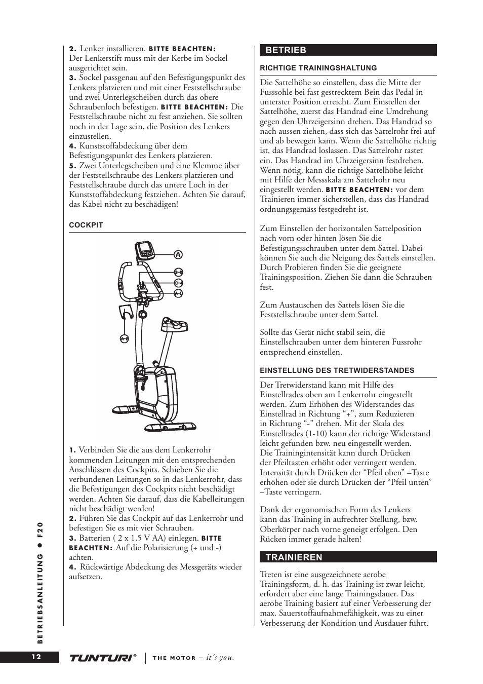 Tunturi F20 User Manual | Page 12 / 61