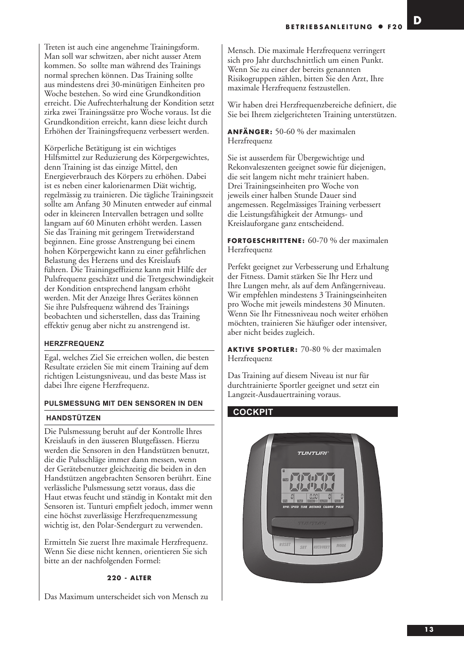 Tunturi F20 User Manual | Page 13 / 61