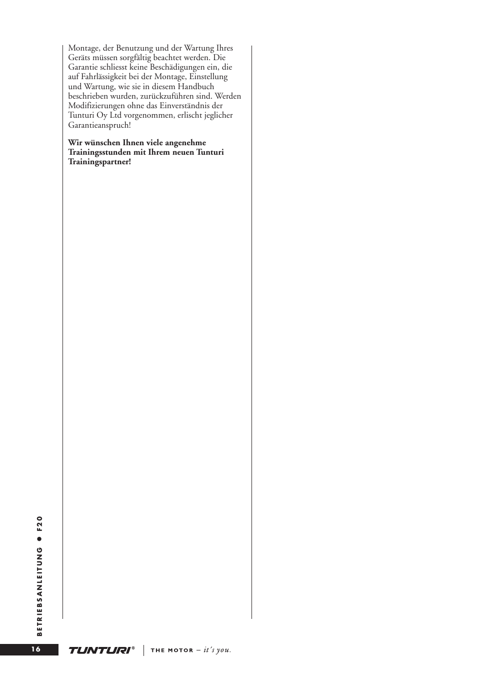 Tunturi F20 User Manual | Page 16 / 61
